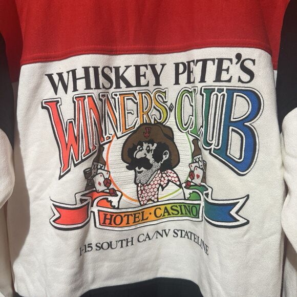 Whiskey Petes Casino Mens Sweater XL Extra Large Red White Black Pullover - Picture 3 of 9